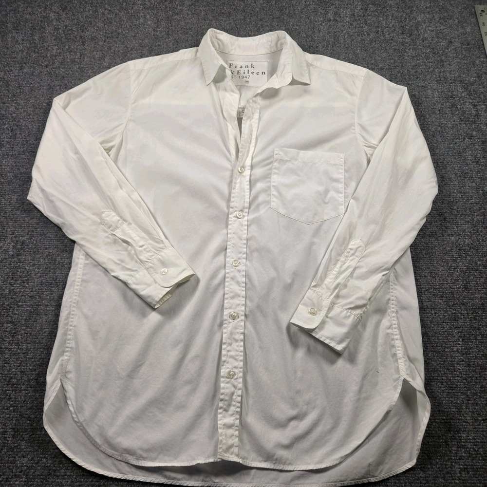 Frank & Eileen Shirt Womens Oversized Joedy Solid White Cotton Premium Size XS